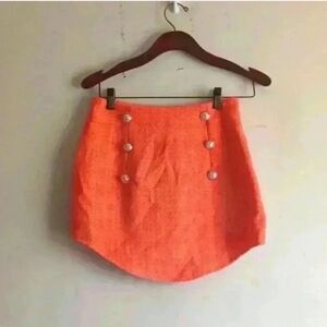 Elegant Orange Button-Detail Skirt
